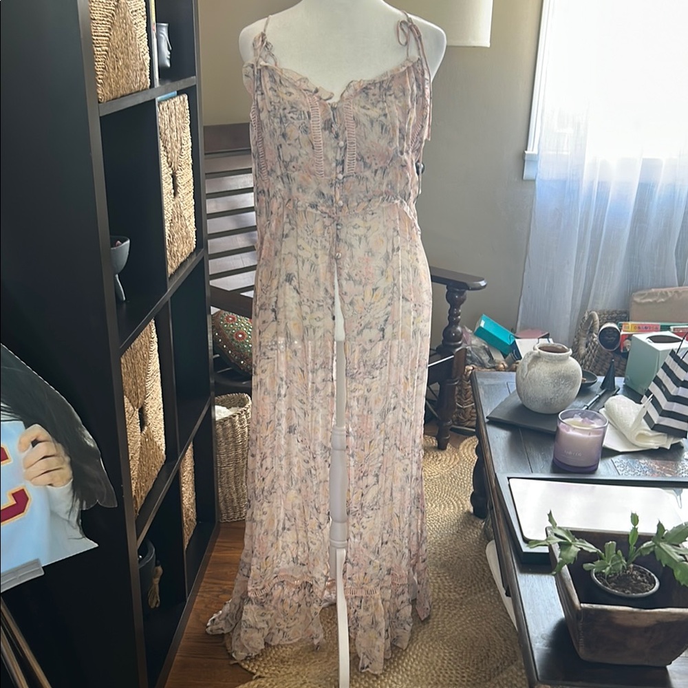 Floral Pink Maxi Tunic Dress